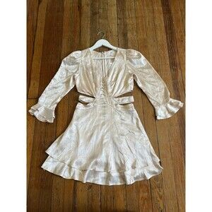 NWT RAHI Luster Champagne Mini Cocktail Open Waist Dress NYE S